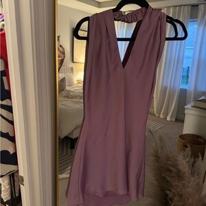 MuMu Sleeveless satin V-Neck Lilac Dress